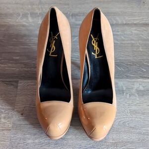 YSL Trib Too Suede & Patent Heels